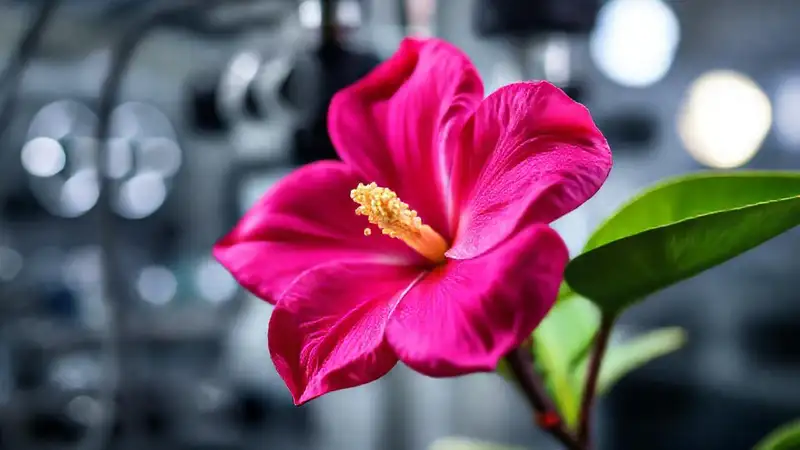 Flor de gardenia en laboratorio científico